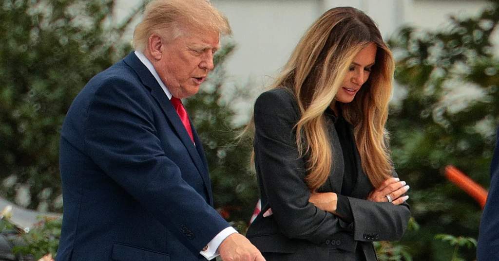 President Donald Trump and First Lady Melania Trump touring the construction site of the new helipad and ballroom on the White House South Lawn.