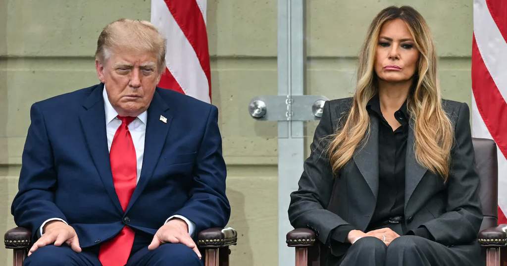President Donald Trump sitting alongside First Lady Melania Trump during the September 11 remembrance ceremony at the Pentagon.