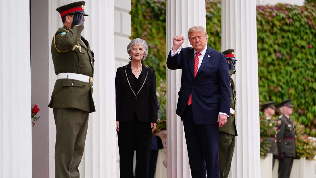 U.S. President Donald Trump meeting with officials and addressing media during his official visit to Dublin, Ireland.